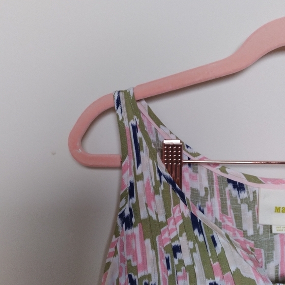 Anthropologie Maeve Ikat Print Pleated Button Front Sleeveless Tank Top Size 0 - Picture 4 of 9